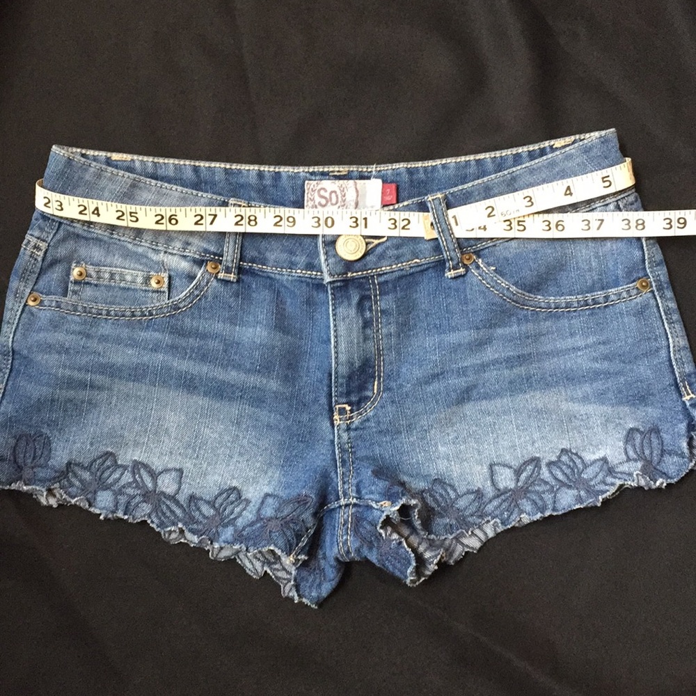 Flower Embroidered Jean Shorts